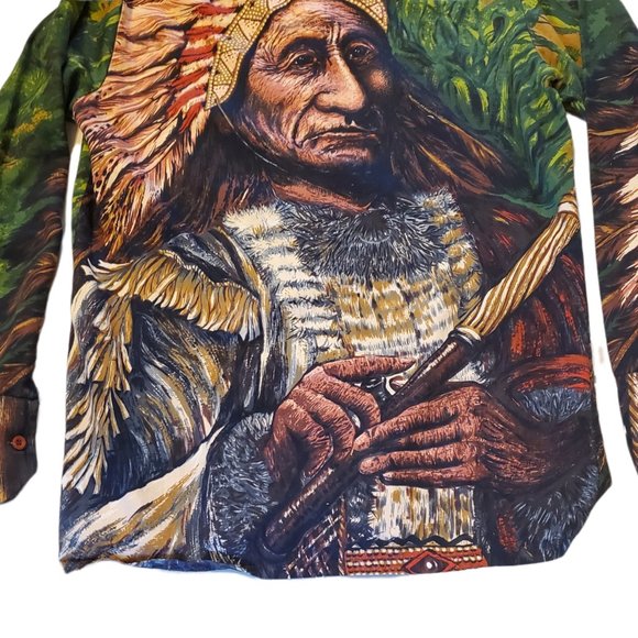 Rare Vintage NINO MORI Native American Button Up Shirt Size M - Picture 8 of 12
